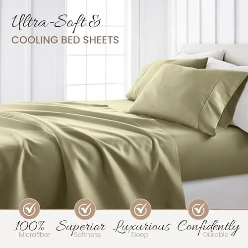 Linen Market Brushed Microfiber Twin Sheet Set 3 Piece – Ultra Soft & Wrinkle-Free, 16" Deep Pocket, Sage thumbnail 3
