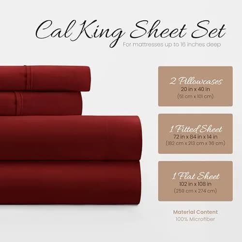 Linen Market California King Bed Sheet Set | Wrinkle-Free Microfiber, Breathable & Durable (1800 Series) thumbnail 2