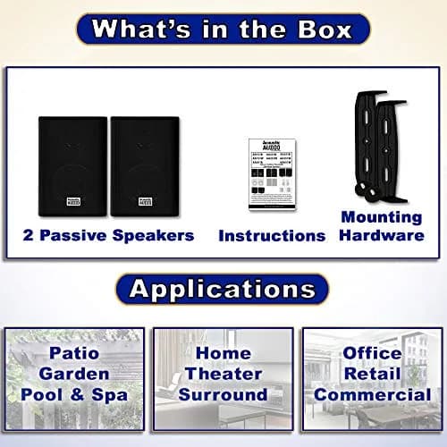 Acoustic Audio by Goldwood AA351B 2 Way Speakers 6" x 4" | Waterproof Indoor Outdoor 500W thumbnail 5