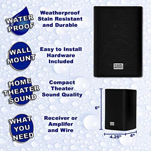 Acoustic Audio by Goldwood AA351B 2 Way Speakers 6" x 4" | Waterproof Indoor Outdoor 500W thumbnail 2