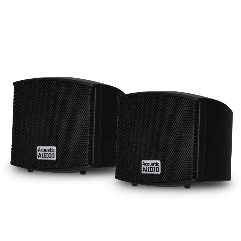 Acoustic Audio AA321B Mountable Indoor Speakers 400 Watts Black Bookshelf Pair | Passive Stereo Speakers for Home Theater & Bookshelf Use — Black