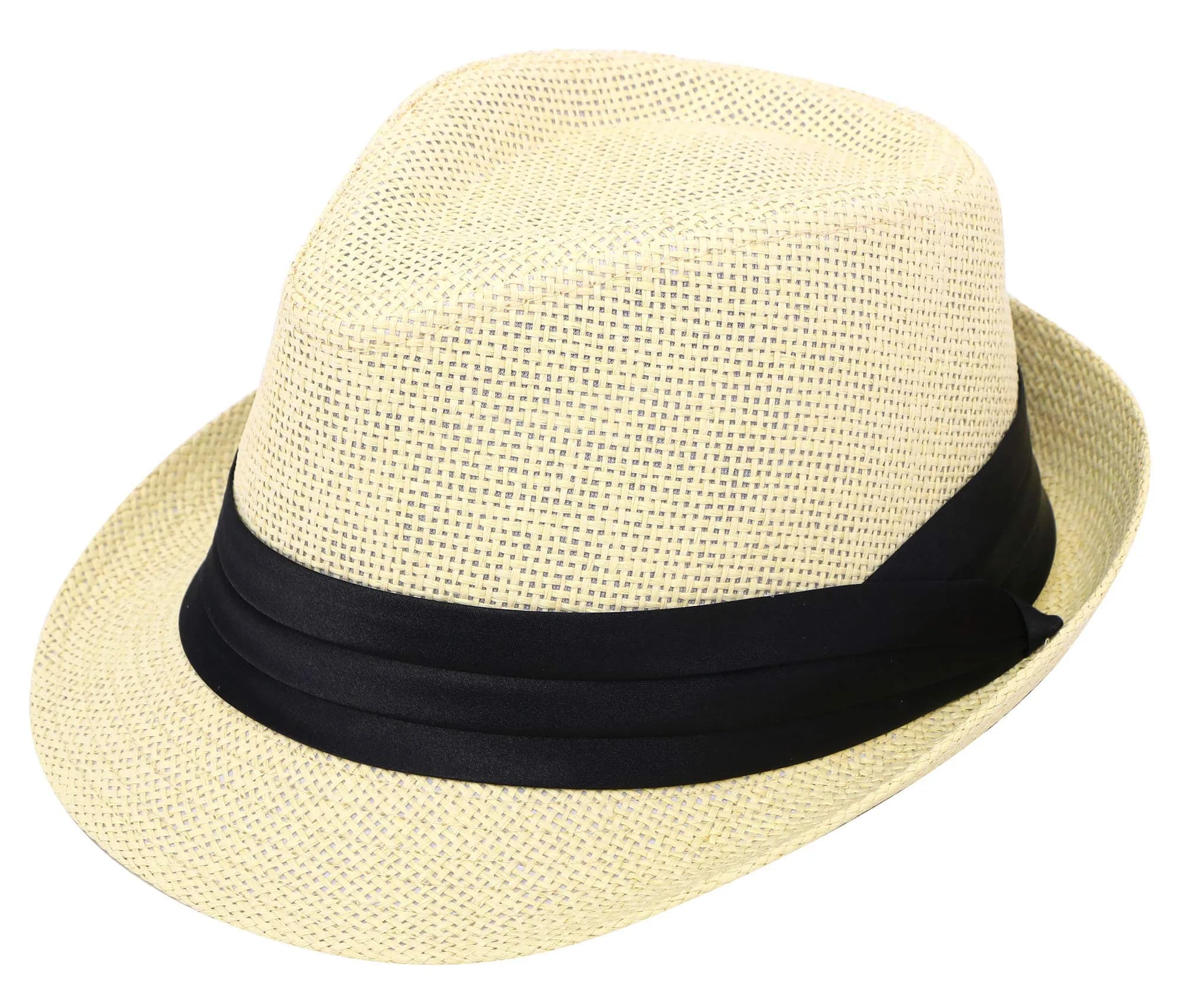 Simplicity Fedora Hat Natural | Summer Sun Short Brim Straw Fedora for Men, Adjustable XL