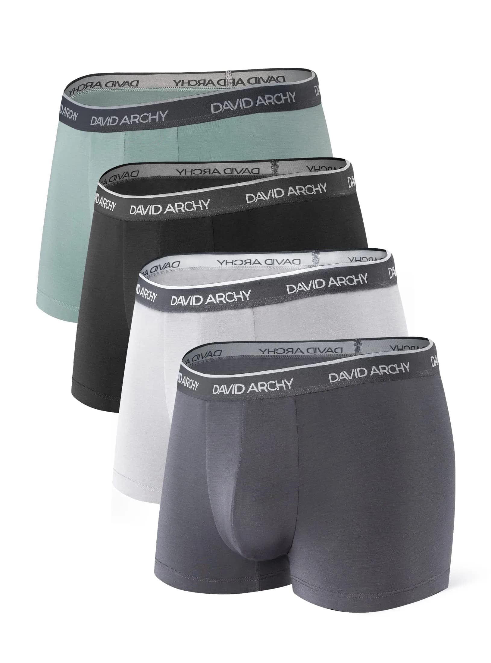 DAVID ARCHY Men's Bamboo Rayon Trunks Underwear Contoured Pouch No Fly | Ultra Soft, Breathable, Moisture Wicking (X-Large)
