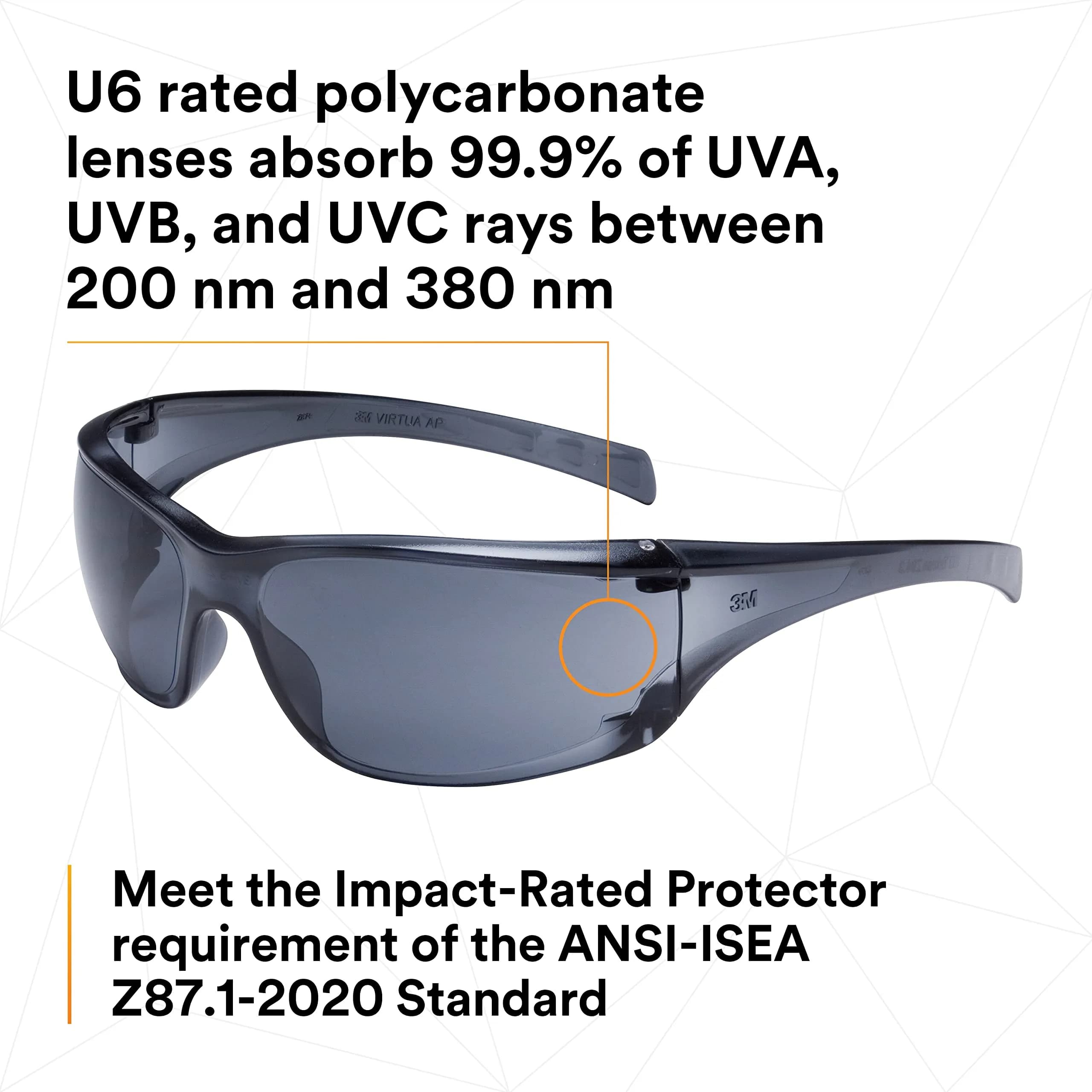 3M Virtua AP Safety Glasses with Side Shields, Anti-Fog Anti-Scratch Gray Lens, Gray Frame, 1 oz | ANSI Z87.1 High Impact Rated - view 9