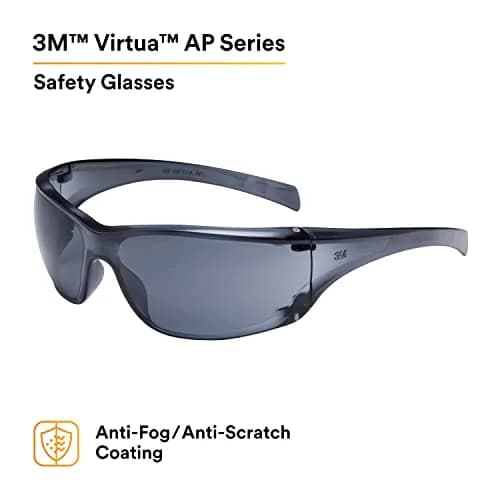 3M Virtua AP Safety Glasses with Side Shields, Anti-Fog Anti-Scratch Gray Lens, Gray Frame, 1 oz | ANSI Z87.1 High Impact Rated thumbnail 2