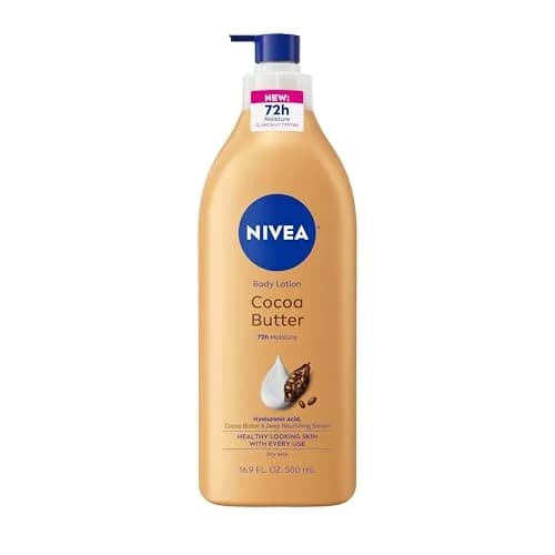 NIVEA Cocoa Butter Body Lotion for Dry Skin with Hyaluronic Acid, 499 ml (16.9 Fl Oz) | 72-Hour Deep Nourishing Moisture — Cocoa Butter