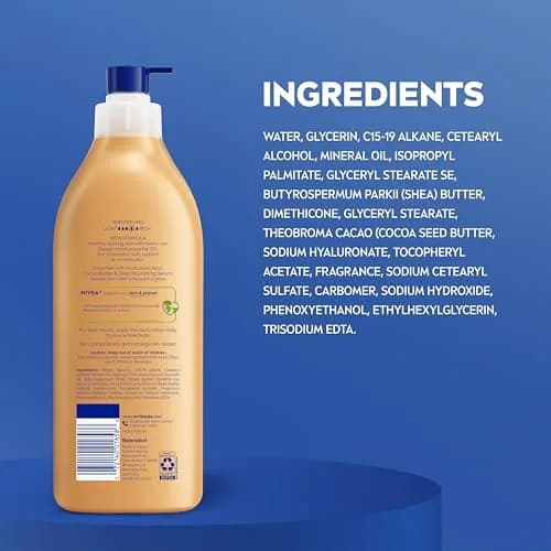 NIVEA Cocoa Butter Body Lotion for Dry Skin with Hyaluronic Acid, 499 ml (16.9 Fl Oz) | 72-Hour Deep Nourishing Moisture thumbnail 9