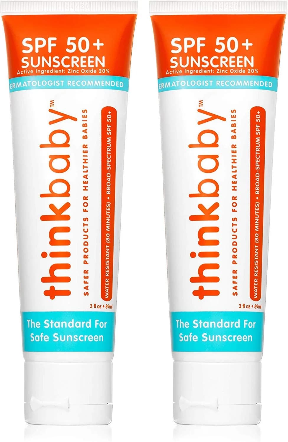 Thinkbaby SPF 50+ Broad Spectrum Organic Sunscreen 3 oz | Water-Resistant, Cruelty-Free — 3 Fl Oz