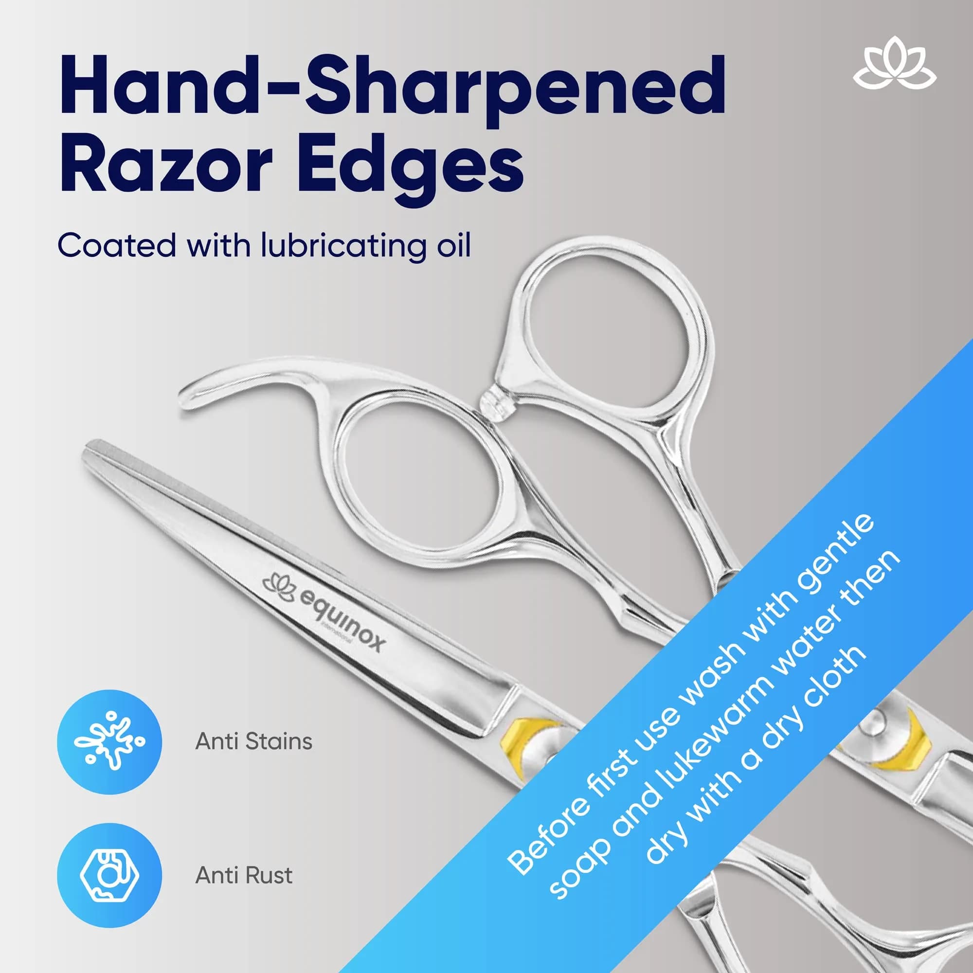 Equinox International Silver 6.5 Inch Barber Hair Cutting Shears | Japanese Stainless Steel, Ergonomic Grip - view 4
