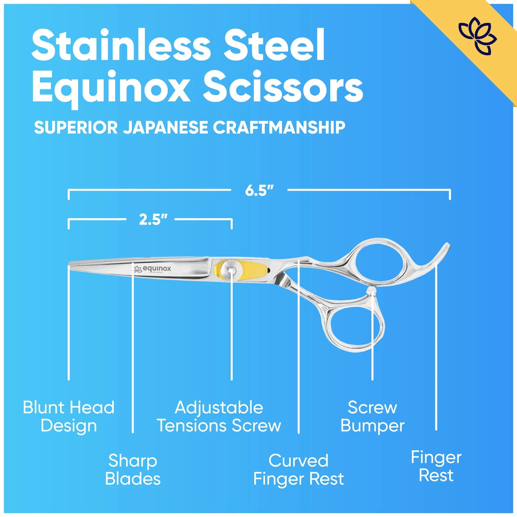 Equinox International Silver 6.5 Inch Barber Hair Cutting Shears | Japanese Stainless Steel, Ergonomic Grip - view 2