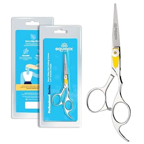 Equinox International 6.0" Barber Hair Cutting Shears | Japanese Stainless Steel, Ergonomic Grip — Silver / 6.5 Inch