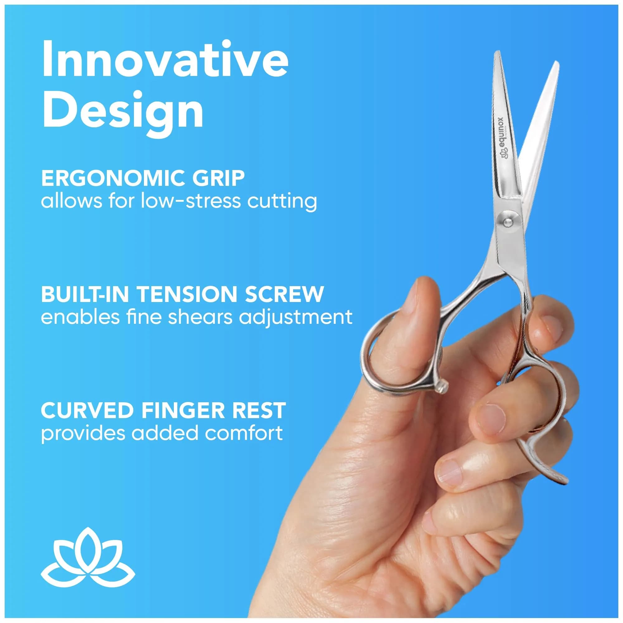 Equinox International 6.0" Barber Hair Cutting Shears | Japanese Stainless Steel, Ergonomic Grip - view 6