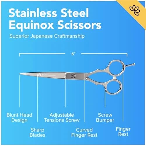 Equinox International 6.0" Barber Hair Cutting Shears | Japanese Stainless Steel, Ergonomic Grip thumbnail 2