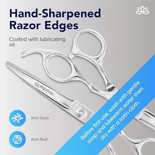 Equinox International 6.0" Barber Hair Cutting Shears | Japanese Stainless Steel, Ergonomic Grip thumbnail 3