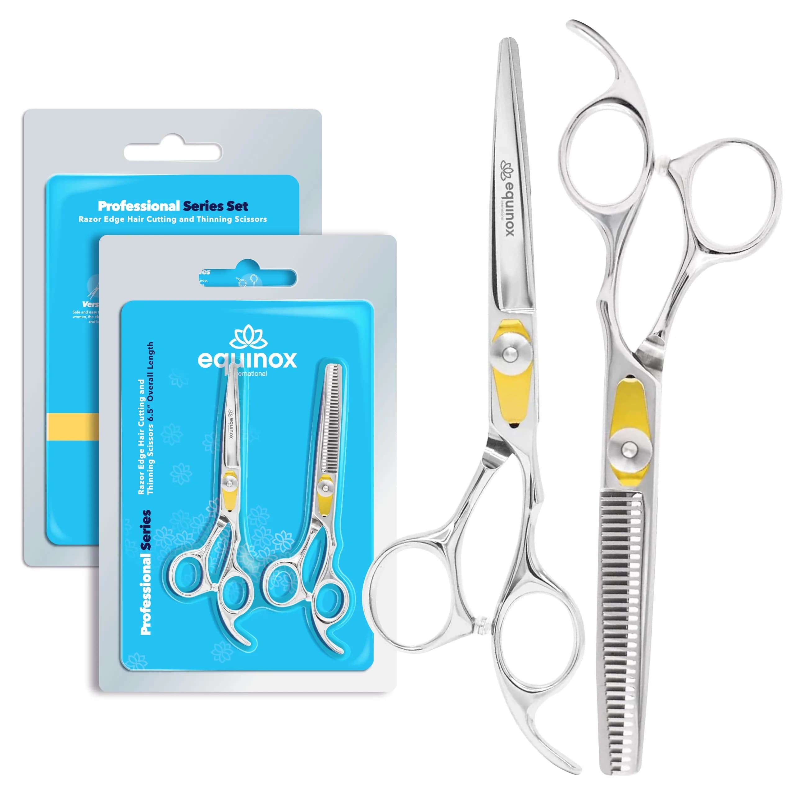 Equinox Professional Razor Edge Series Hair Cutting Shears 6.5 Inches (16.5 cm) | Barber & Thinning Set for Precision Styling - main product image