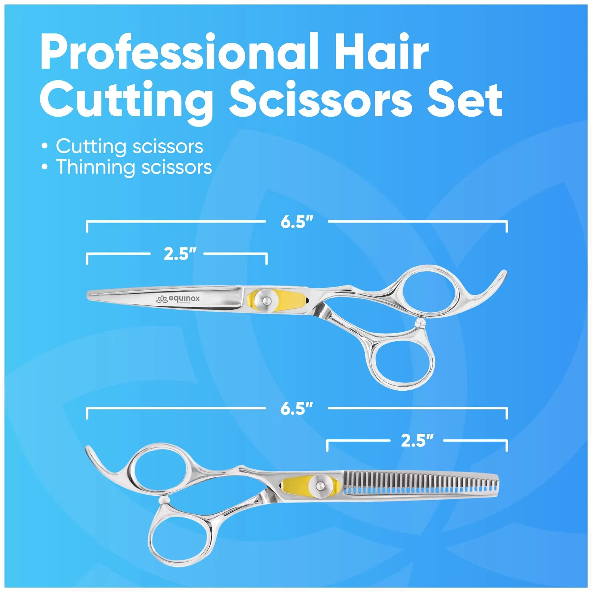 Equinox Professional Razor Edge Series Hair Cutting Shears 6.5 Inches (16.5 cm) | Barber & Thinning Set for Precision Styling - view 2