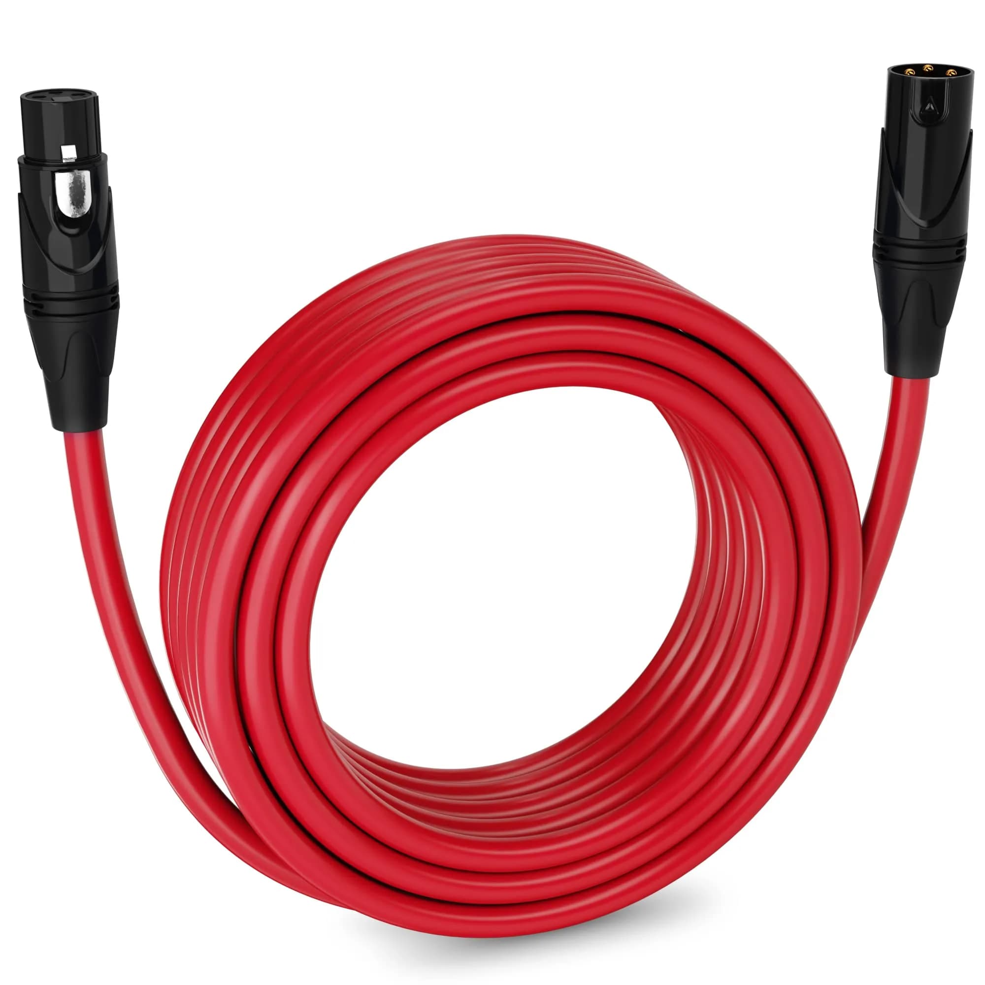 LyxPro 50 ft Balanced XLR Mic Cable | 3-pin Male to Female, Red | Noise-Resistant Audio Connection