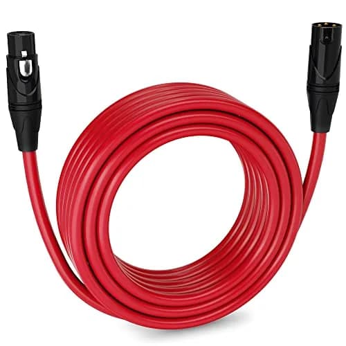 LyxPro 50 ft Balanced XLR Mic Cable | 3-pin Male to Female, Red | Noise-Resistant Audio Connection thumbnail 1