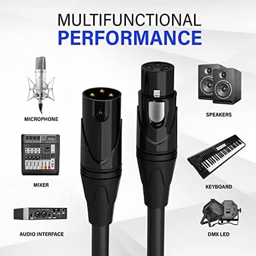 LyxPro 50 ft Balanced XLR Mic Cable | 3-pin Male to Female, Red | Noise-Resistant Audio Connection thumbnail 6