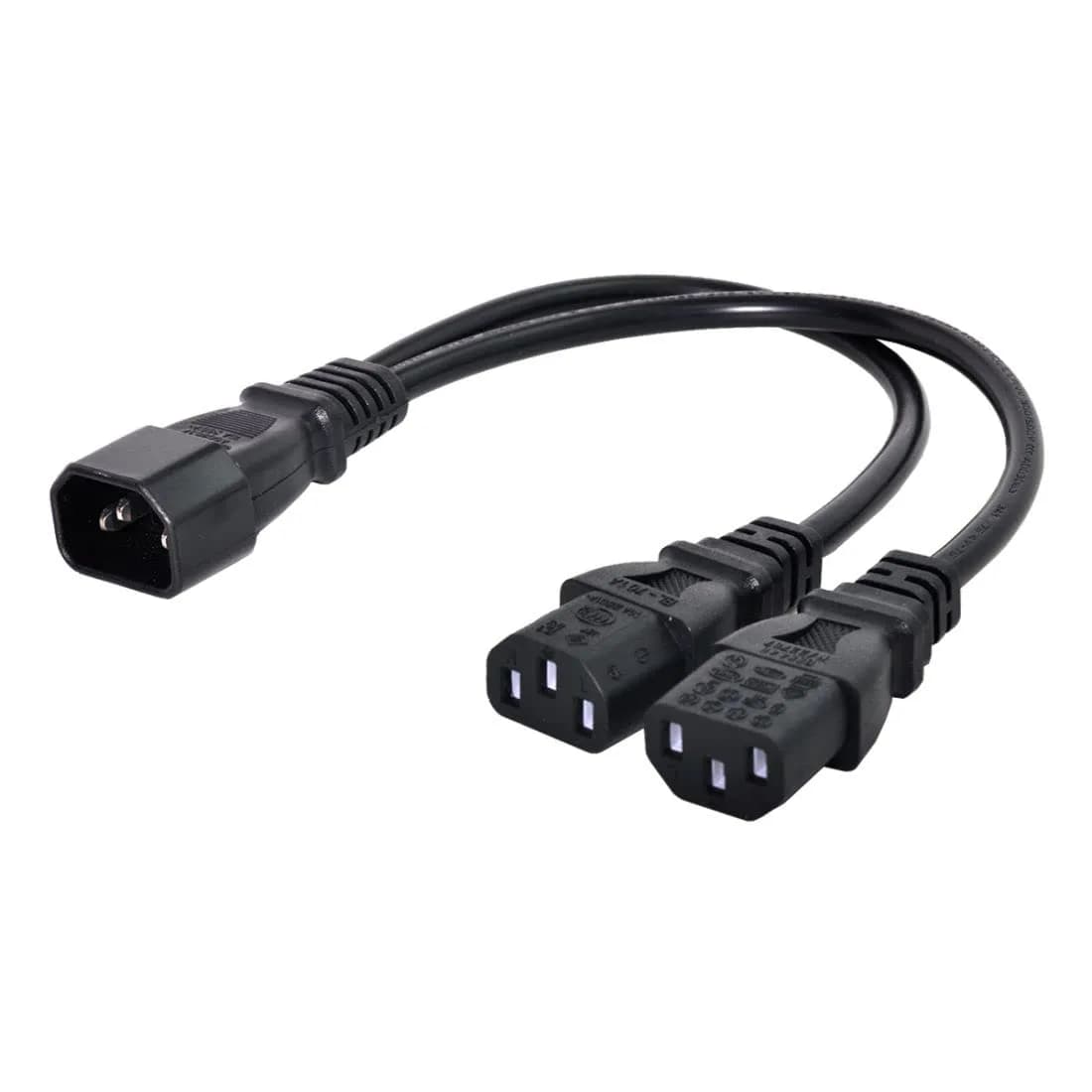 chenyang IEC 320 C14 Male 1 to 2 C13 Female Power Extension Cable 33cm | 10A 250V for Monitor & PC — 1 C14 to 2 C13 Cable