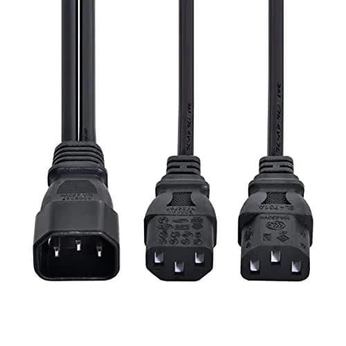 chenyang IEC 320 C14 Male 1 to 2 C13 Female Power Extension Cable 33cm | 10A 250V for Monitor & PC thumbnail 4