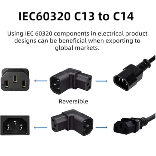 chenyang IEC 320 C14 Male 1 to 2 C13 Female Power Extension Cable 33cm | 10A 250V for Monitor & PC thumbnail 2