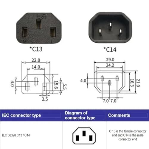 chenyang IEC 320 C14 Male 1 to 2 C13 Female Power Extension Cable 33cm | 10A 250V for Monitor & PC thumbnail 3