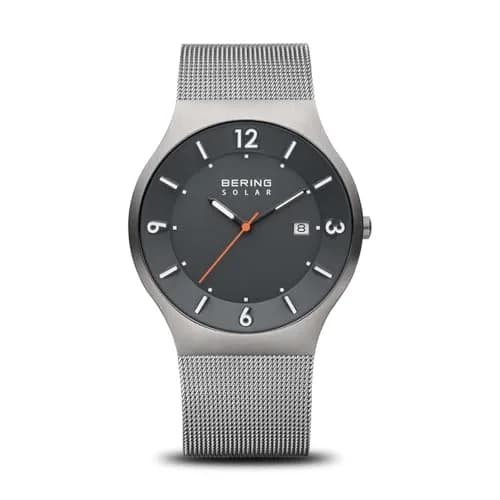 BERING Men's Solar Watch, 40 mm Stainless Steel Case & Dial, Milanese Strap, Sapphire Crystal, 5 ATM | Minimalist Scandinavian Design thumbnail 1