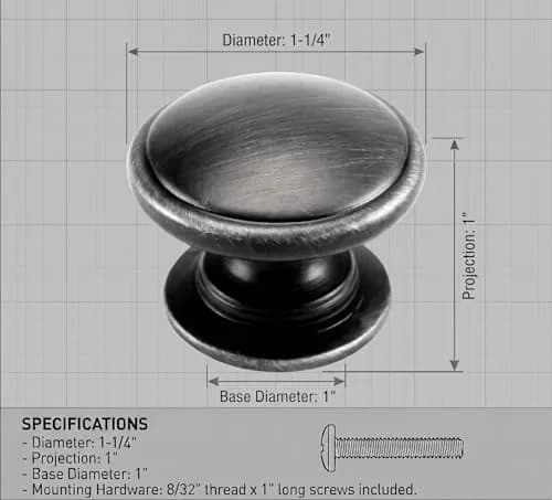 Cosmas 4702ORB Oil Rubbed Bronze Cabinet Knobs 1-1/4 Inch Diameter (3.17cm), 10-Pack | Wide Base Design for Comfortable Grip thumbnail 3