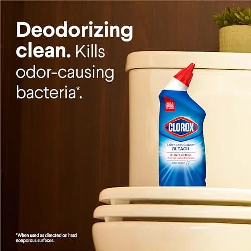 Clorox Toilet Bowl Cleaner with Bleach, Rain Clean Scent, 24 fl oz (710 ml) Bottles, Pack of 2 | Kills 99.9% of Germs & Removes Toilet Rings thumbnail 5