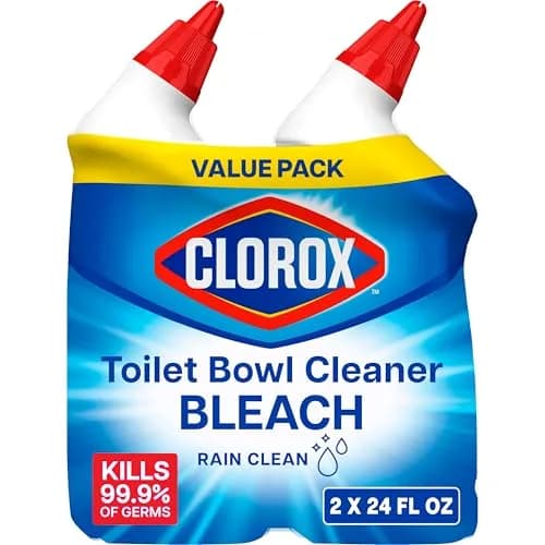 Clorox Toilet Bowl Cleaner with Bleach, Rain Clean Scent, 24 fl oz (710 ml) Bottles, Pack of 2 | Kills 99.9% of Germs & Removes Toilet Rings thumbnail 1