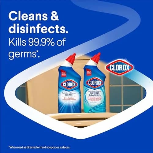 Clorox Toilet Bowl Cleaner with Bleach, Rain Clean Scent, 24 fl oz (710 ml) Bottles, Pack of 2 | Kills 99.9% of Germs & Removes Toilet Rings thumbnail 3