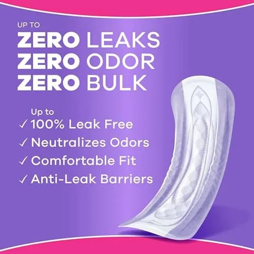 Always Discreet Adult Incontinence Pads for Women, Long Length, Moderate Absorbency, 54 Count | 100% Leak-Free Protection - view 2