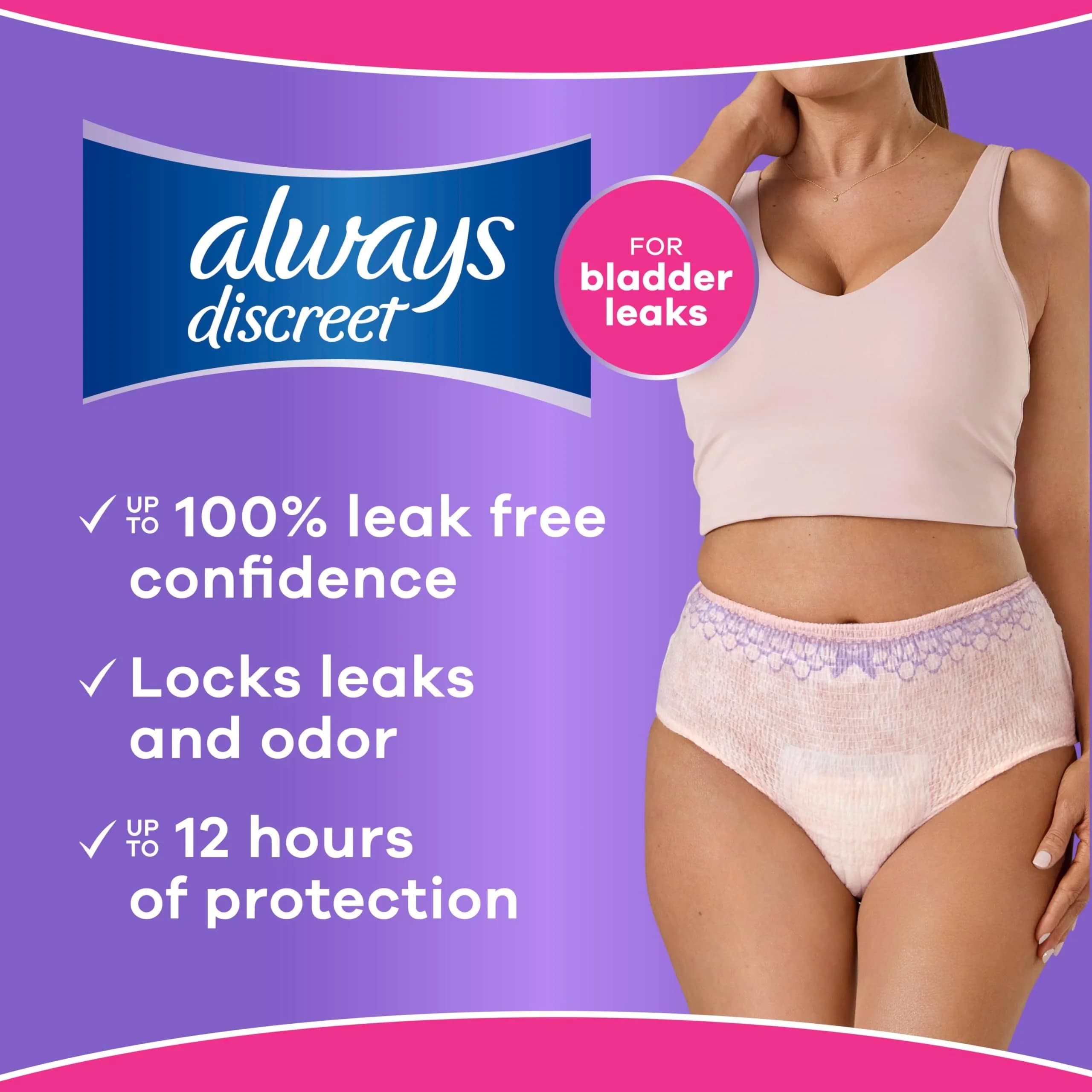Always Discreet Women's Incontinence Underwear Small/Medium Violet | Max Absorbency 12-Hour Protection - view 4