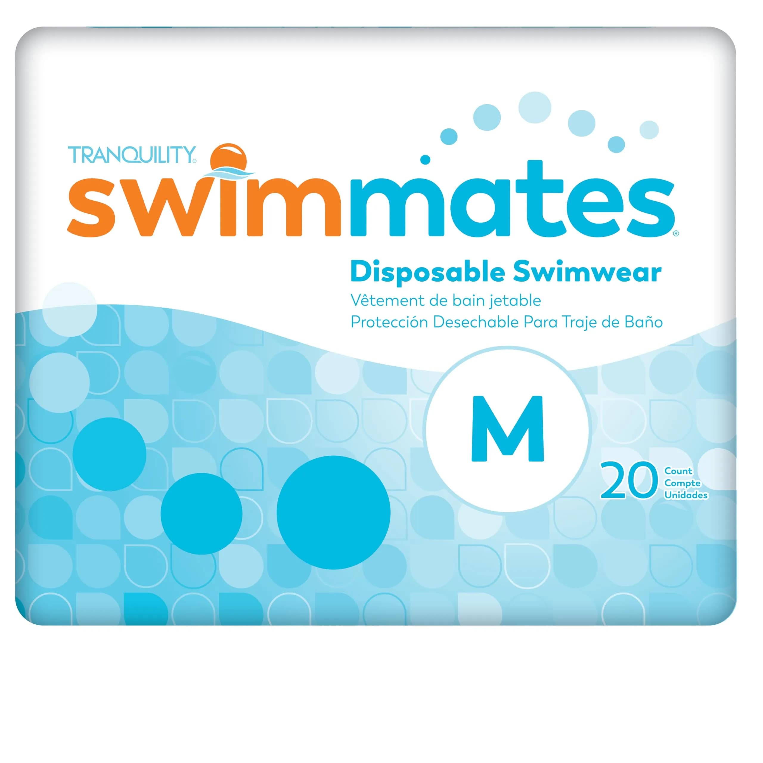 Swimmates Adult Swim Diapers - Medium (34"-48" Waist), Pack of 20 | Discreet Bowel Incontinence Protection - main product image