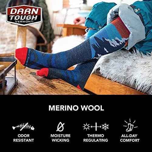 Darn Tough Vermont Men's Captain Stripe Snow Sock Ankle-High Stars & Stripes Small | Midweight Cushion, Seamless, Merino Wool thumbnail 5