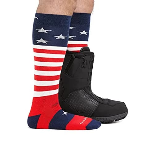 Darn Tough Vermont Men's Captain Stripe Snow Sock Ankle-High Stars & Stripes Small | Midweight Cushion, Seamless, Merino Wool thumbnail 3