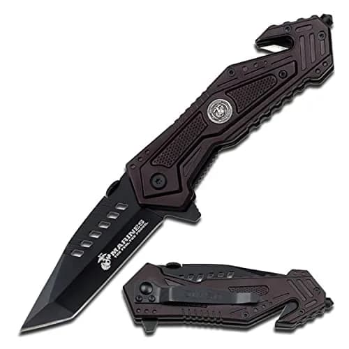 MTECH USA Folding Knife 8.25in | Black Tanto Blade, USMC Design, Tactical, Self Defense thumbnail 1