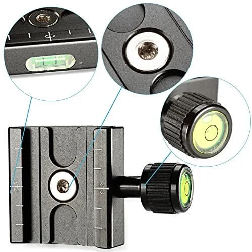 Neewer Aluminium 50mm Quick Release Plate QR Clamp 3/8-inch with 1/4-inch Adapter and Built-in Bubble Level | Durable Camera Support Accessory thumbnail 6