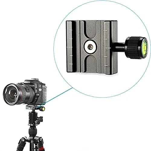 Neewer Aluminium 50mm Quick Release Plate QR Clamp 3/8-inch with 1/4-inch Adapter and Built-in Bubble Level | Durable Camera Support Accessory thumbnail 3