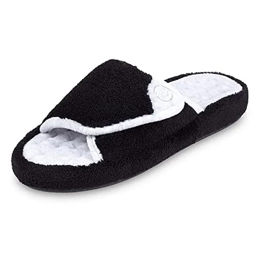 isotoner Women's Indoor/Outdoor Slip-on Terry Spa Slide Slippers 6.5-7 | Memory Foam Comfort & Adjustable Fit thumbnail 1