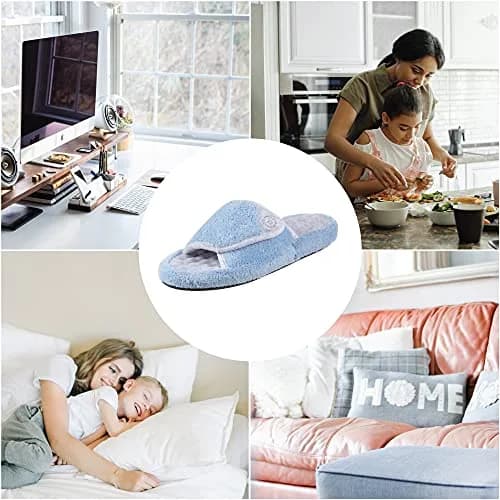 isotoner Women's Indoor/Outdoor Slip-on Terry Spa Slide Slippers with Memory Foam, White, 6.5-7 | All-day comfort with adjustable fit thumbnail 6