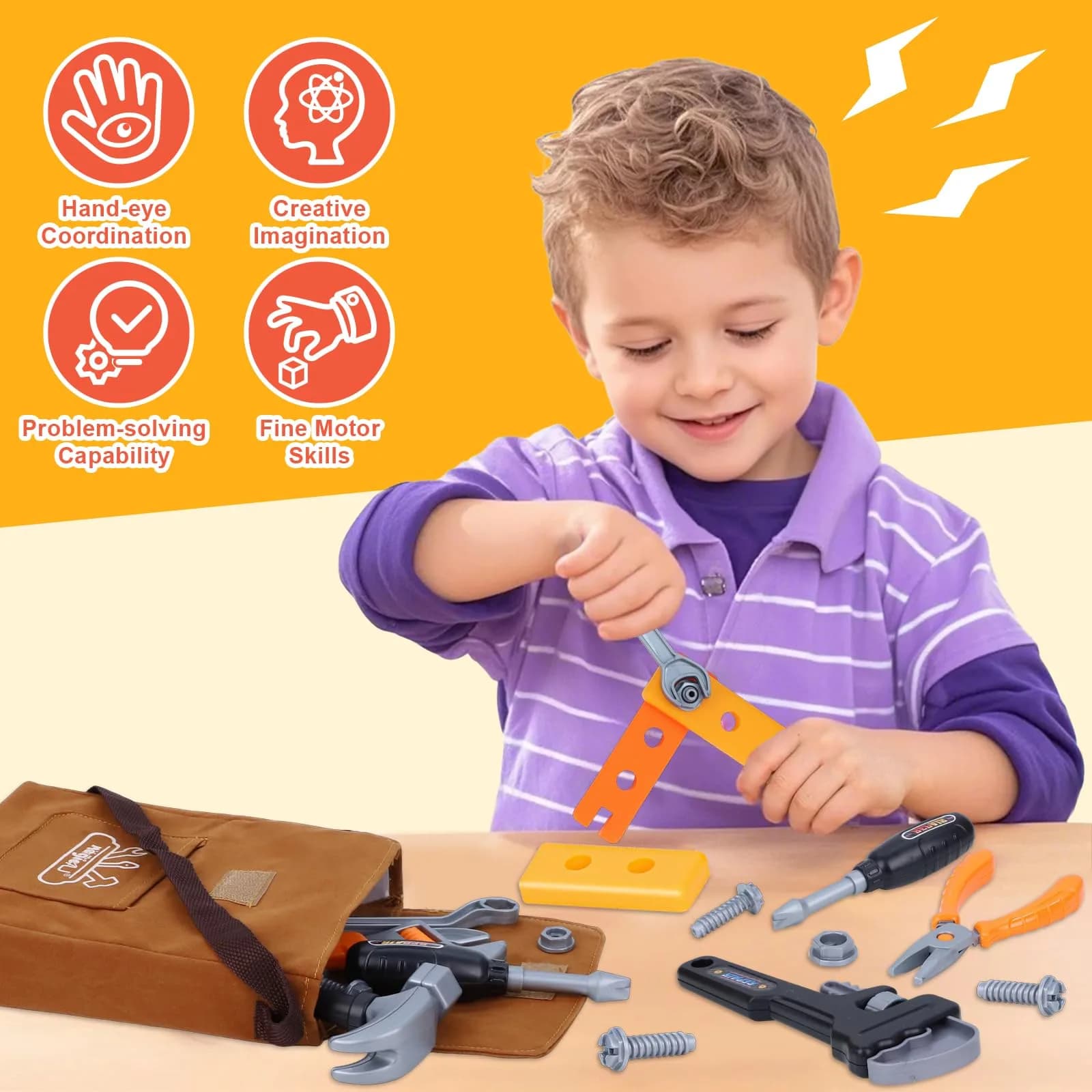 Magic4U Kids Tool Set with Tool Bag, 26 Pieces | Pretend Play Toy for Ages 3-8 - view 5