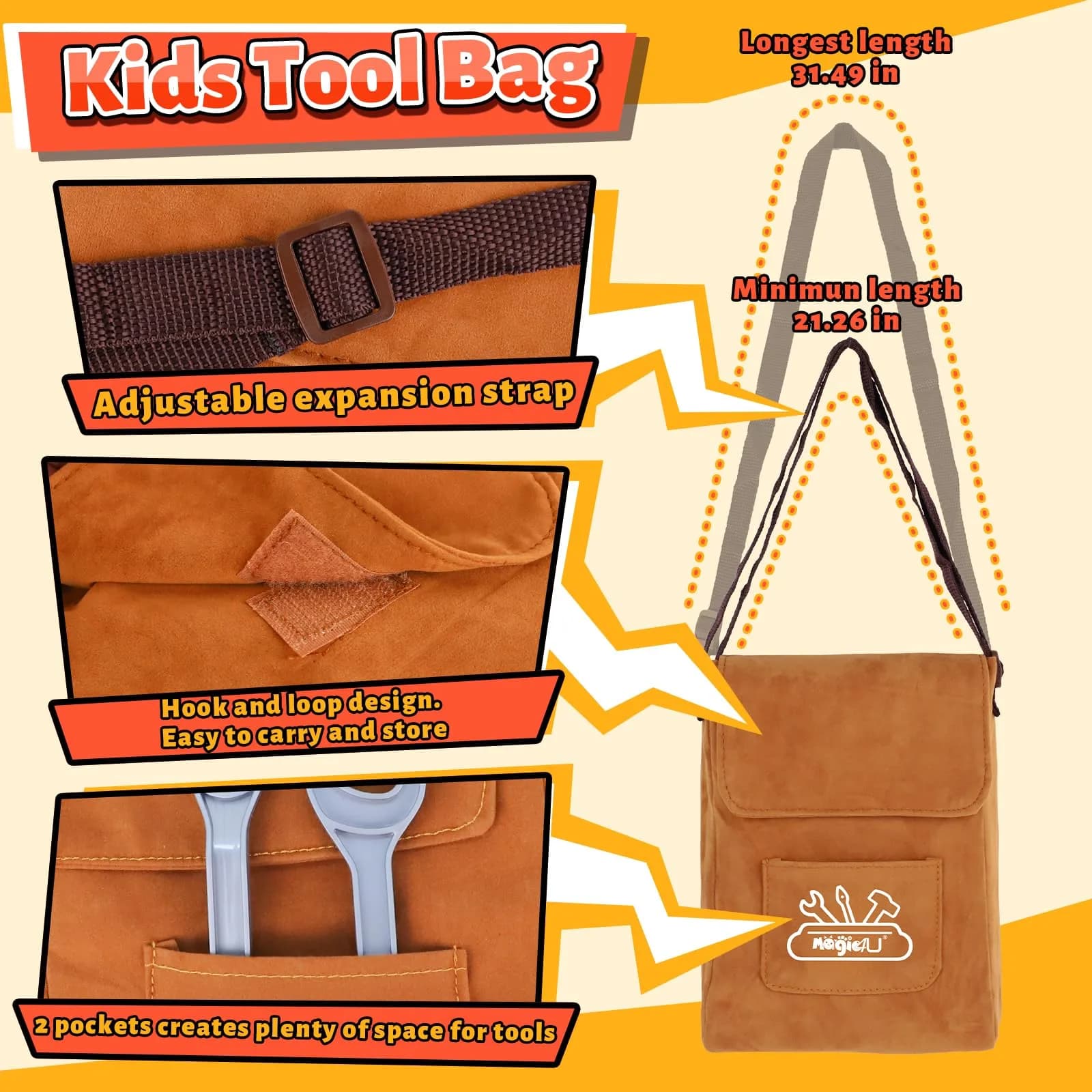 Magic4U Kids Tool Set with Tool Bag, 26 Pieces | Pretend Play Toy for Ages 3-8 - view 7
