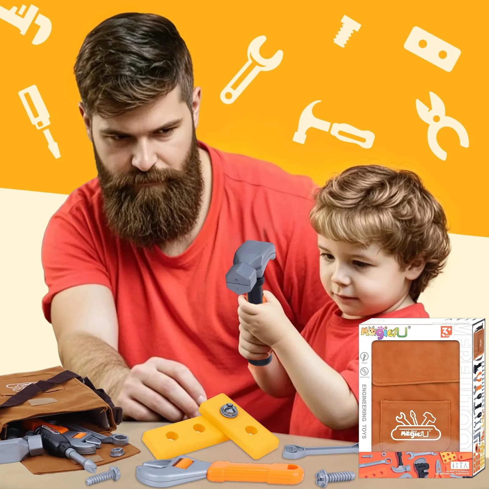 Magic4U Kids Tool Set with Tool Bag, 26 Pieces | Pretend Play Toy for Ages 3-8 - view 8
