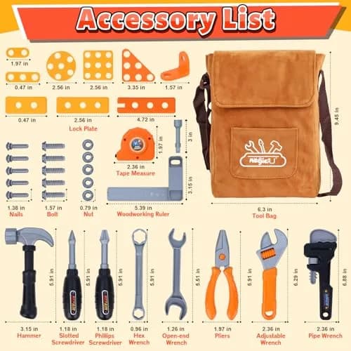 Magic4U Kids Tool Set with Tool Bag, 26 Pieces | Pretend Play Toy for Ages 3-8 thumbnail 2