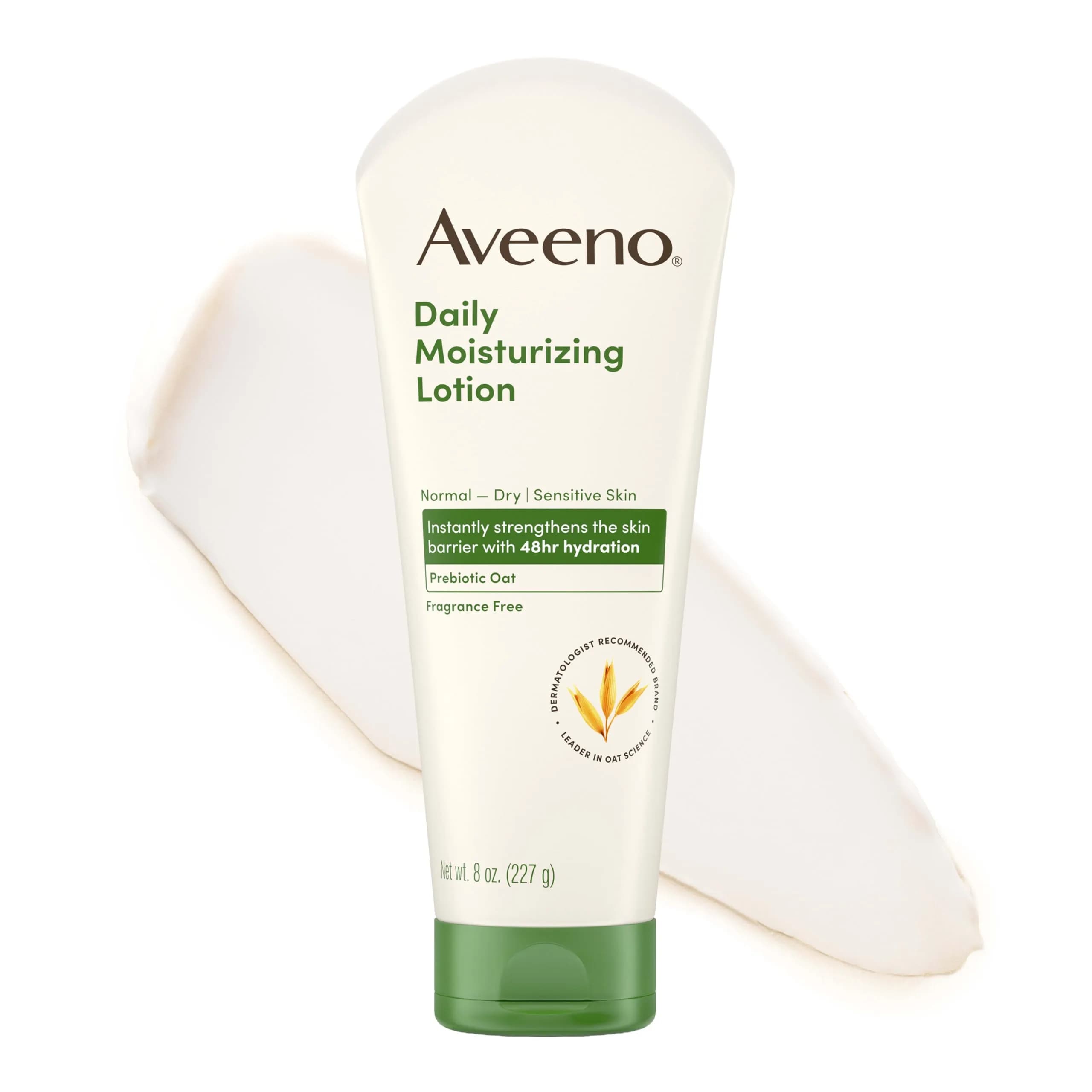 Aveeno Daily Moisturizing Body Lotion with Prebiotic Oat 354ml (12 Fl Oz) | Fragrance-Free for Dry, Sensitive Skin — Aveeno Daily Moisturizing Body Lotion with Soothing Prebiotic Oat, Gentle Lotion for Women and Men Nourishes Dry Skin, Paraben-, Dye-, & Fragrance-Free, Non-Greasy & Non-Comedogenic, 8 Fl Oz