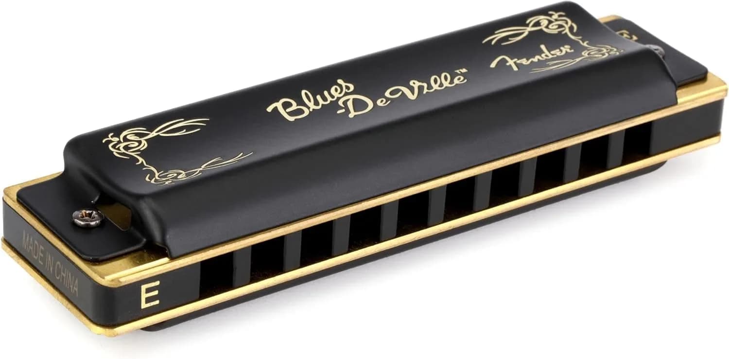 Fender Blues DeVille Harmonica Key of G | Phosphor Bronze Reeds, Molded PVC Comb — black