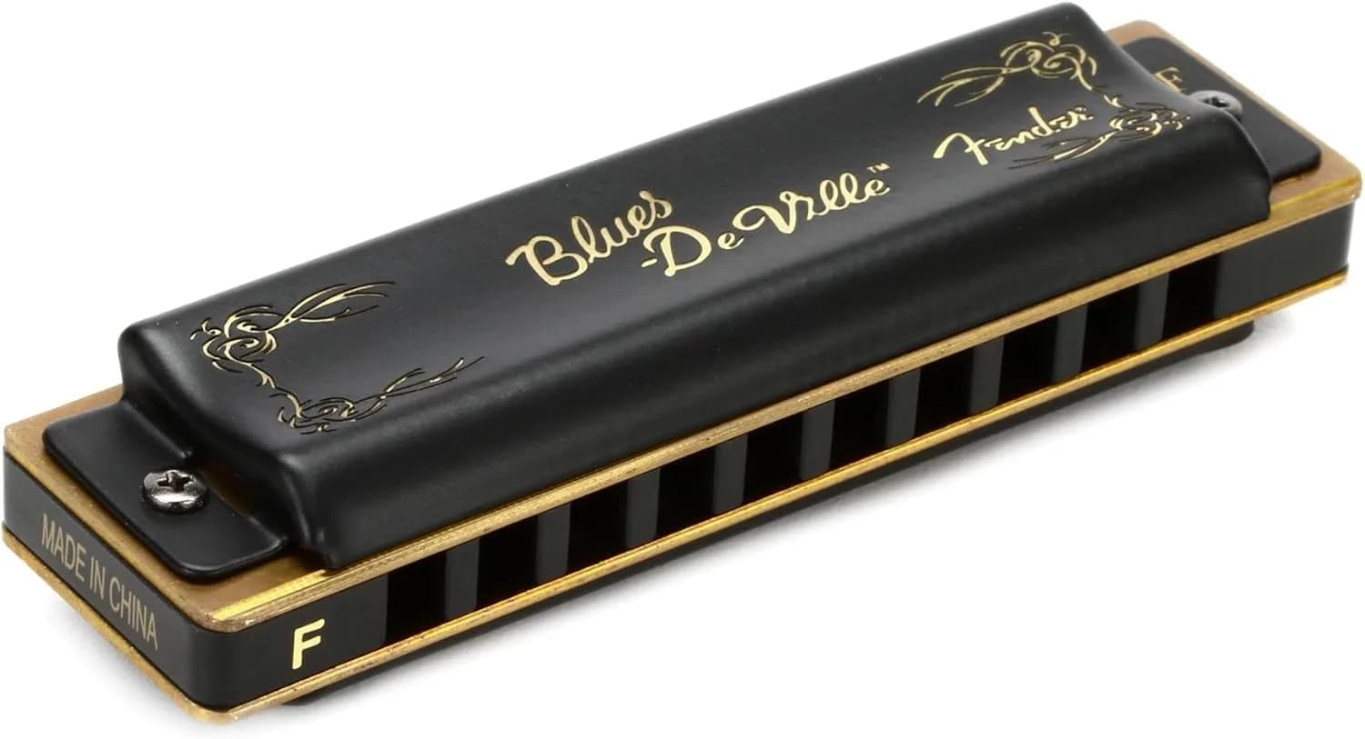 Fender Blues DeVille Harmonica Key of G | Phosphor Bronze Reeds, Molded PVC Comb — F