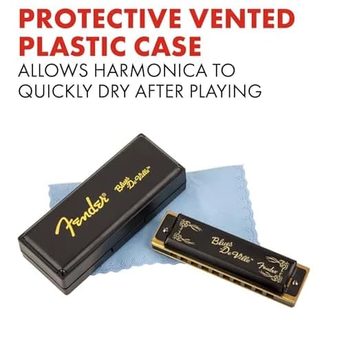 Fender Blues DeVille Harmonica Key of G | Phosphor Bronze Reeds, Molded PVC Comb thumbnail 4
